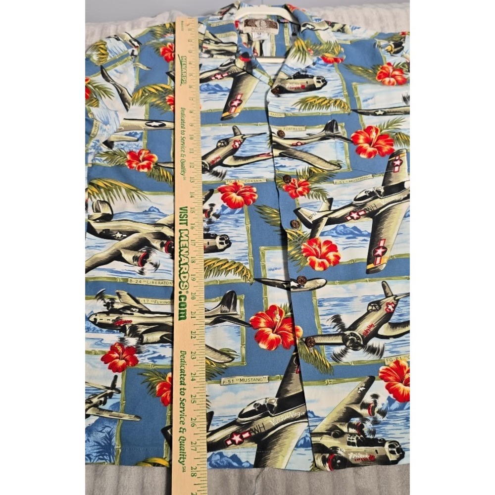 VTG Kalaheo Shirt Mens M Hawaiian Aloha Made in Hawaii USA Warbird Print Camp671 - Picture 6 of 8